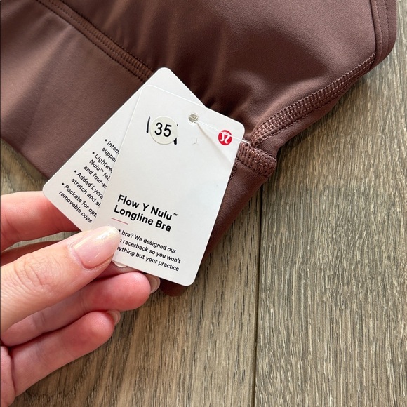 NWT Lululemon Flow Y Nulu Longline Bra Size 4 Dark Oxide Brown - Picture 3 of 5